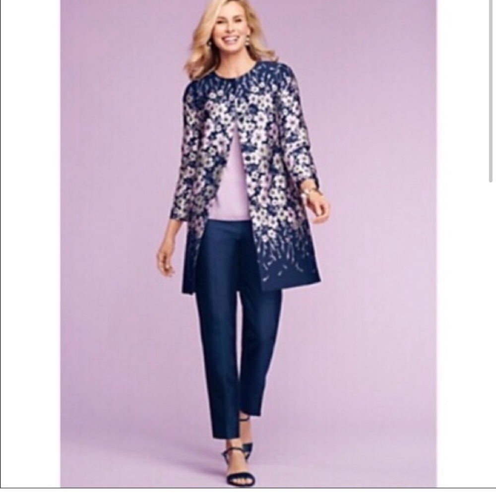 Talbots NWT navy signature cropped silk wool dress pants